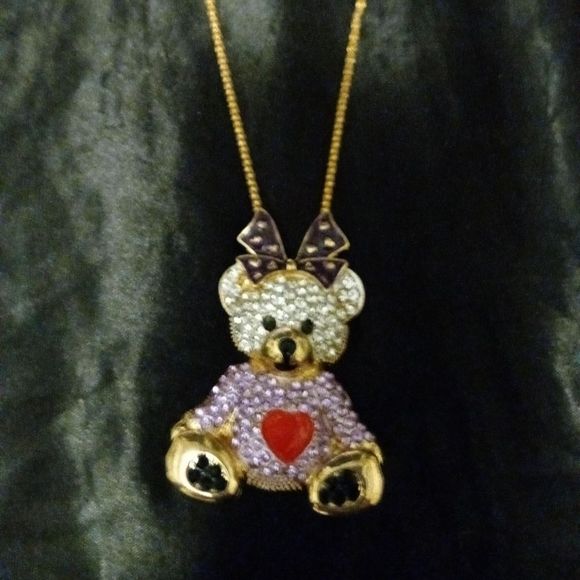 🎉Crystal Teddy Bear Pendant Necklace - Picture 1 of 7